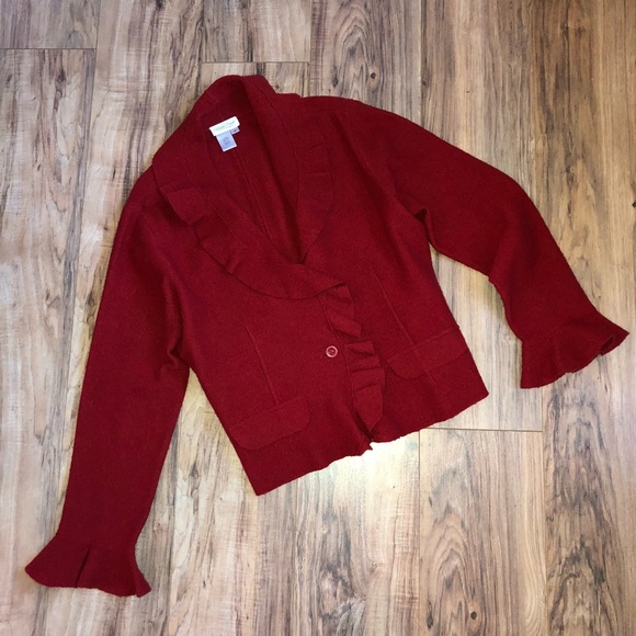 🔥 Gorgeous Red Coldwater Creek 100% Wool Jacket - Picture 7 of 7